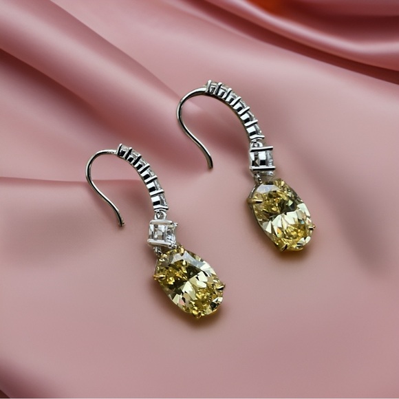 Fancy Yellow Lab Diamond Dangle Earrings - Picture 4 of 5